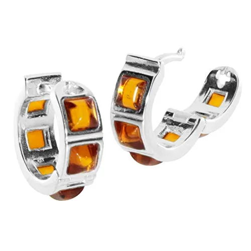 OSTSEE-SCHMUCK Klappcreolen - Bella - Silber 925 mit Bernstein - Elegante Klappcreolen aus 925er Silber, verziert mit hochwertigem Bernstein. Ideal für jeden Anlass und in stilvollem Etui verpackt.