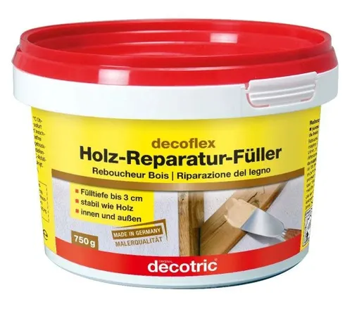 Decotric Decoflex Holz-Reparaturfüller 750 g - Spachtelmassen für die einfache und effektive Reparatur von Holzoberflächen, schnell trocknend und leicht schleifbar.