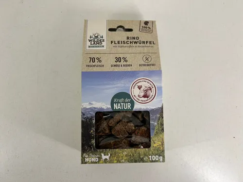 Wildes Land Fleischwürfel Rind 100g Hund Snack Leckerli - artgerechte Belohnung