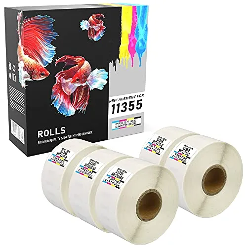 Prestige Cartridge 11355 Etiketten kompatibel zu Dymo LabelWriter 320/400/450/4XL, 19 mm x 51 mm, 5 Rollen, weiß