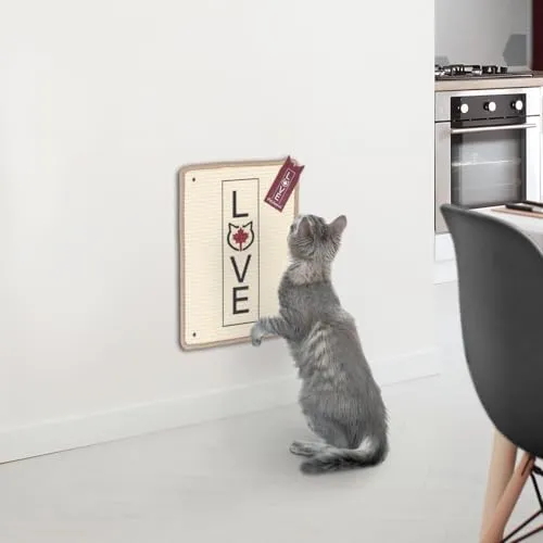 CanadianCat Company | Kratzteppich für Katzen - beige | 30 x 40 cm | mit Wandbefestigung