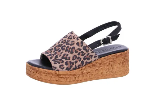 Tamaris Sandalen Leder Keilsandalette braun 36 EU - Wanderschuhe, stylische Keilsandalette aus Leder mit 7 cm Absatzhöhe, ideal für Freizeit und warme Tage, bequem und modisch.