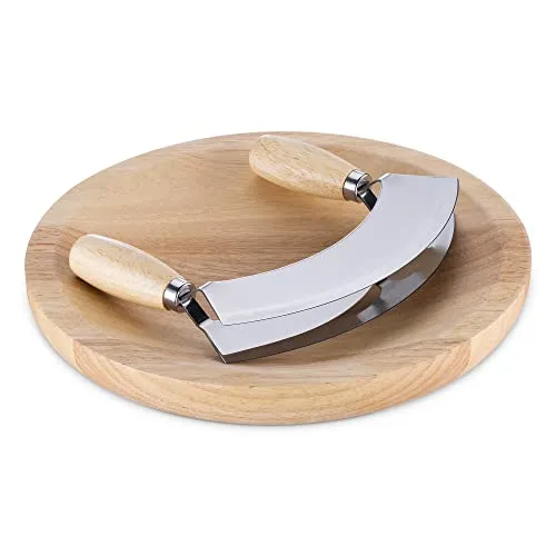 Kräuterbrett mit Mezzaluna Wiegemesser 17x13,5cm