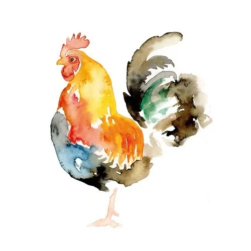 Servietten Samuel Hahn Gockel Hühner Tiere Bauernhof Aquarell Deko 33x33cm 20
