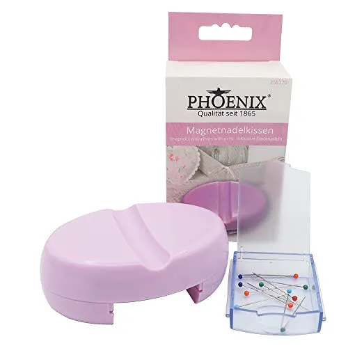 Phönix Nähzubehör Magnetisches Nadelkissen Magnetnadelkissen mit Stecknadeln (Rosa)