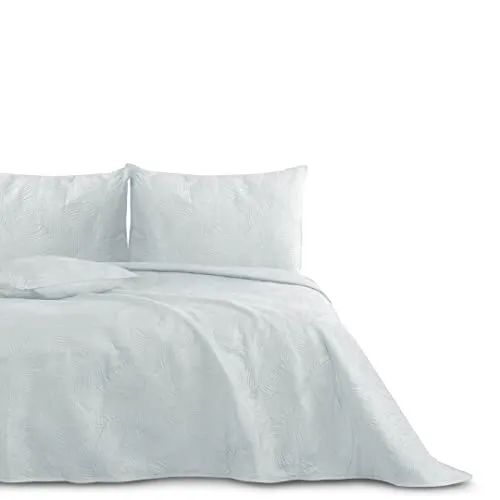 AmeliaHome Tagesdecke 220x240 cm Palsha Silber - Weicher Velvet Samt - Tagesdecke Palsha aus hochwertigem Velvet Samt, hautfreundlich und allergikergeeignet. Mit elegantem Blättermuster verleiht sie jedem Raum einen besonderen Charme. Pflegeleicht und waschbar bei 30 Grad.