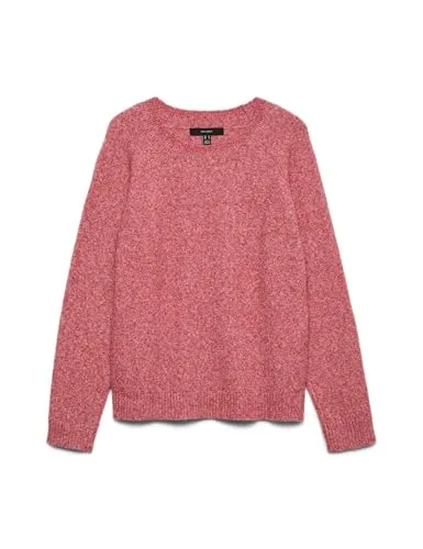 Vero Moda Rundhalspullover VMDoffy - Eleganter Plain-Pullover in Rot - Pullover aus 52% recyceltem Polyester, ideal für nachhaltige Modebewusste. Pflegeleicht und perfekt für jeden Anlass.
