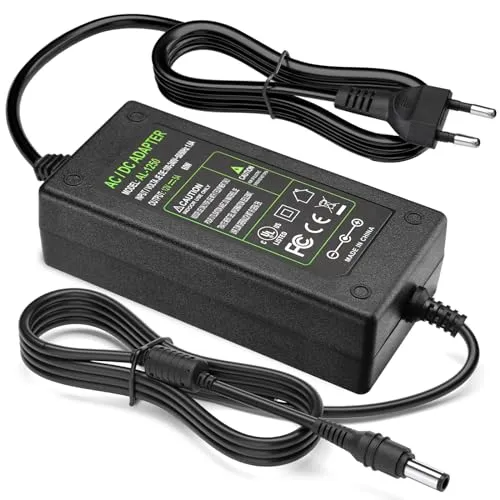 Facmogu 12V 5A Netzteil, AC100-240V auf DC 12V 60W Euro-Stecker Tischnetzteil, 12 Volt 5000mA Schaltnetzteil Adapter Treiber Transformator, 5.5X 2.5mm & 5.5x2.1mm Ausgang für LED Strips