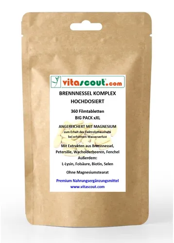 Pflanzlicher BRENNNESSEL KOMPLEX - 360 Filmtabletten vegi Entwässerungstabletten