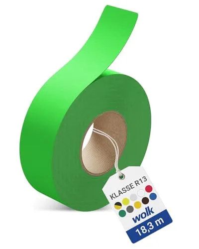 wolk Antirutsch Klebeband R13 Signalgrün (50,0 mm x 18,3 m) – Selbstklebendes Anti-Rutschband für Treppen, Rampen & Böden – Rutschhemmung nach BGR 181 – Innen & Außen, extrem belastbar