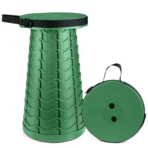 Hesanzol Tragbarer Teleskophocker, einziehbarer Klapphocker für Camping, Garten, Angeln, Wandern, Reisen, Grillen, verstellbare Klapphocker, maximale Traglast 180 kg