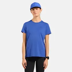 Odlo Essential Laufshirt Damen - Blau, Größe M - Das Odlo Essential Laufshirt für Damen überzeugt mit schnelltrocknendem Material und optimaler Passform. Ideal für Läuferinnen, die Komfort und Stil schätzen. Genieße Bewegungsfreiheit und Pflegeleichtigkeit bei jeder Herausforderung!
