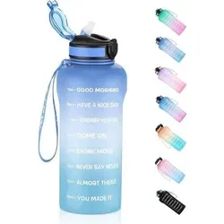 ETDW 2 Liter Trinkflasche Sport mit Strohhalm – BPA-frei - Praktische 2 Liter Sport-Trinkflasche mit auslaufsicherem Verschluss und rutschfesten Handhaltevertiefungen. Ideal für unterwegs, mit motivierenden Zitaten zur Flüssigkeitszufuhr. Hergestellt aus robustem, BPA-freiem Tritan-Kunststoff.