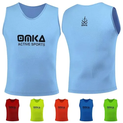 OMKA Leibchen Trainingsleibchen Markierungshemd Kinder Erwachsene Fussball Handball Hocky Rugby Basketball Volleyball Baseball Training, Hellblau, Junior (M)