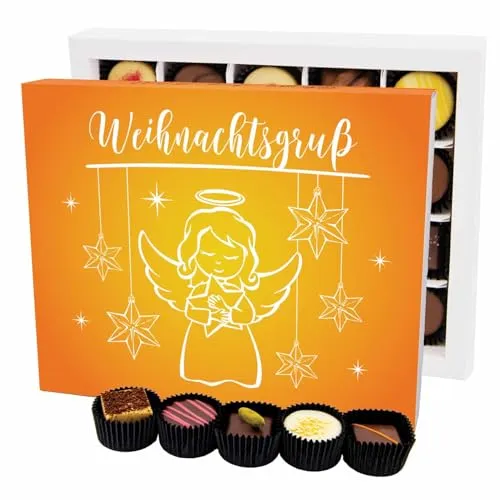 Hallingers Genuss Manufaktur Pralinen Geschenk Weihnachten – ohne Alkohol, handgemacht aus Premium Edelkakao, edle Geschenkdose 