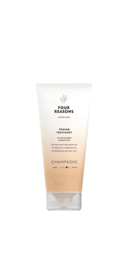 FOUR REASONS Farbmaske – Champagnerblond – 19 Farben - Semipermanente Haarfarbe für strahlendes, warmes Champagnerblond. Mit pflanzlichen Proteinen für gesunde, glänzende Haare. Ideal zur Auffrischung und Vermeidung von Messingtönen.