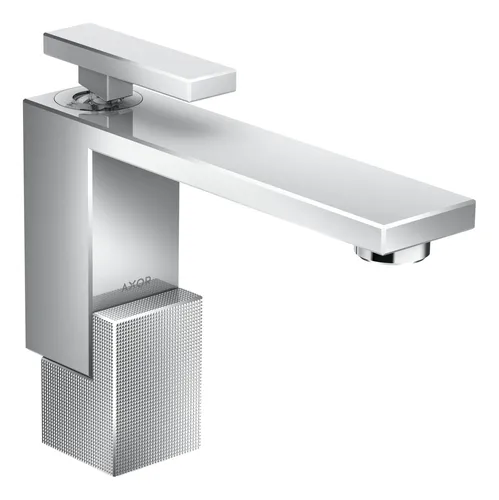 Axor Edge Einhebel-Waschtischmischer 130 - Chrom mit Push-Open Ablaufgarnitur - Waschtischarmaturen, elegantes Design mit Diamantschliff und praktische Push-Open Funktion für einfachen Zugang.