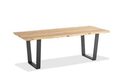 Niehoff Solid Tisch 220 - 280x95 cm - Gartentisch aus gebürstetem Teak, in eleganten Brauntönen, ideal für stilvolle Outdoor-Bereiche.