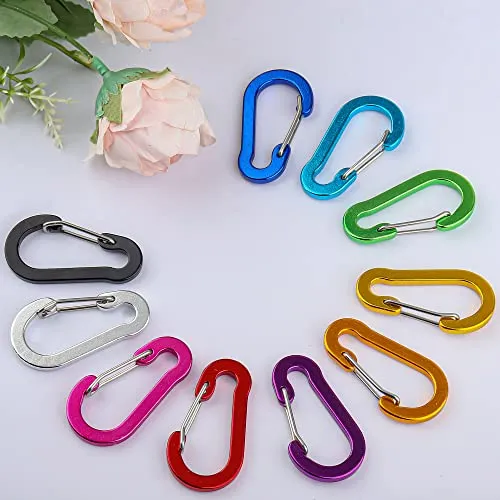 D Karabiner Mini Karabinerhaken Aluminium Klein für Camping, Angeln und Wandern (Bunt)