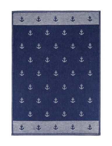 Kracht Geschirrtuch Halbleinen Anker in Blau 50x70 cm von Kracht