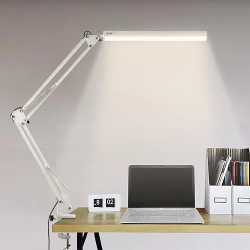 BIENSER Schreibtischlampe LED Klemmbar - Schreibtischlampe mit 3 Farbtemperaturen und 10 Helligkeitsstufen, ideal für Augenschutz und energiesparend, perfekt für Büro und Home Office.