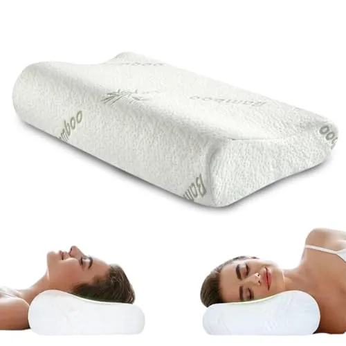 ENGRUPPE Nackenkissen – Orthopädisches Memory Foam Kissen für Seiten-, Rücken- & Bauchschläfer, 60x40x12/10 cm