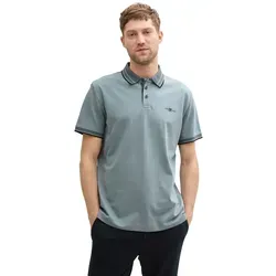 TOM TAILOR Poloshirt mit Kontraststreifen - Modisches Poloshirt in Grau mit kontrastierenden Streifen und Logodruck, aus atmungsaktivem Piqué-Material für optimalen Tragekomfort. Ideal für Freizeit und Alltag.