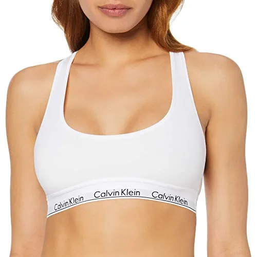 Calvin Klein Damen BH Bralette Unlined Sport, Weiß (White), S - Funktionsunterwäsche: Unlined Bralette aus moderner Baumwolle mit Calvin Klein Logo Band, bietet hohen Tragekomfort und optimalen Halt.