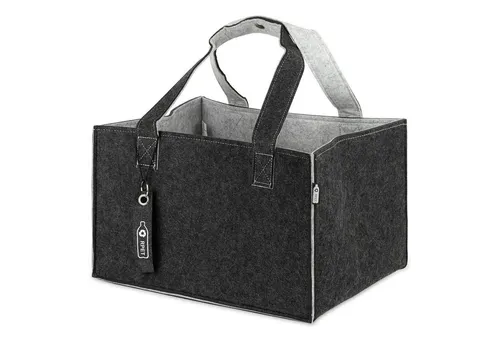 Tanndesign Einkaufskorb Einkaufs- & Kaminholzkorb Filz 31L, aus recycelten PET, Grau/Schwarz, 31 l, Filz-Tragetasche aus recycelten PET-Flaschen