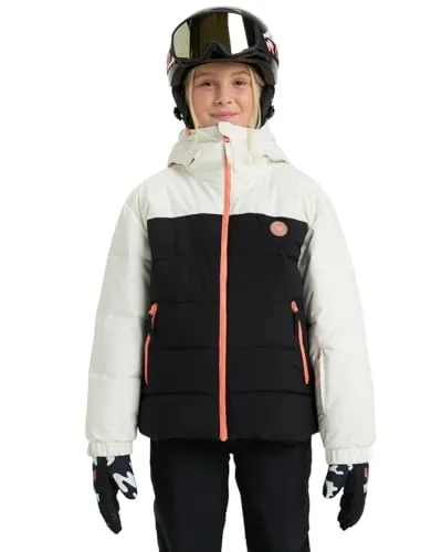 Roxy Snowboardjacke Snowyhill Puffy weiß 134/140 (10) - Wintersport-Bekleidung, stylische und warme Jacke aus 100% Polyester, ideal für kalte Tage auf der Piste.