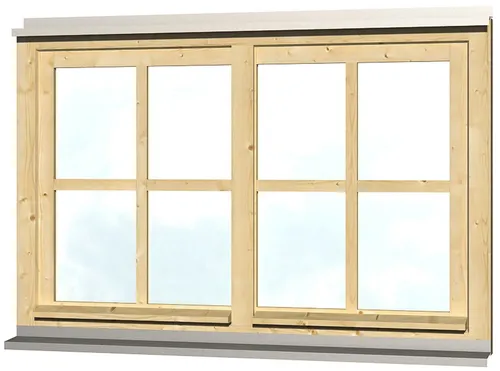 SKAN HOLZ Doppelfenster 132,4 x 82,1 cm - Gartenhäuser, stilvolles Holzfenster mit natürlichem Finish für optimale Belüftung und Lichtdurchlässigkeit.