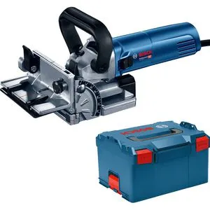 Bosch Flachdübelfräse GFF 22 A - 670 W, präzise Nutfräse mit 0-22mm Frästiefe und praktischem Koffer (L-Boxx)