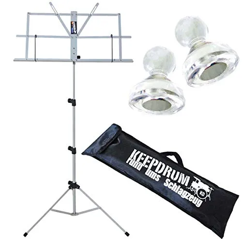 keepdrum Notenstaender Silber Grau + 10 Notenpult Magnete + Tasche
