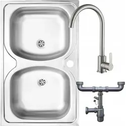 Doppelspüle aus Stahl 80x50 mit Hahnloch