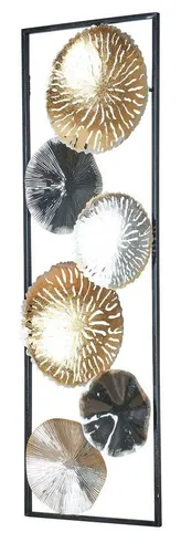 Levandeo® Metallbild, 3D Wandbild 30x90cm Ringe Metall Silber Kupfer Gold Deko Teller