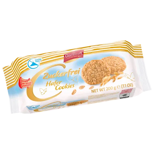 Coppenrath Zuckerfrei Hafer Cookies 200g - Genießen Sie die Coppenrath Zuckerfrei Hafer Cookies 200g mit leicht nussigem Aroma. Perfekt für den kleinen Hunger zwischendurch – knusprig und ohne Zuckerzusatz.