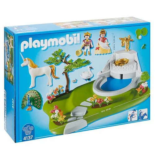 PLAYMOBIL 4137 SuperSet Märchenschlosspark - Fantastische Kreaturen für Kinder: Romantischer Märchenschlosspark mit Einhorn und funktionierendem Wasserspeier, perfekt für fantasievolles Spiel.