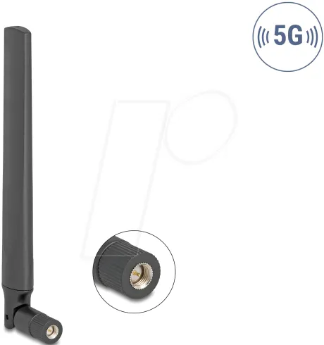 DELOCK 5G 3,4 - 5,0 GHz Antenne SMA 4,7 dBi - WLAN Antennen und Zubehör: Omnidirektionale 5G Antenne mit 4,7 dBi für verbesserte Signalstärke und Reichweite, ideal für optimale Internetverbindung.