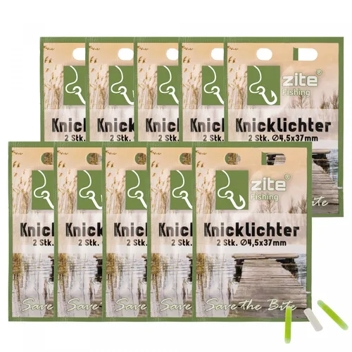 Knicklichter Angeln 20STK in Tüte Standardmaß 4,5 x 37 mm gelb/grün Zite Fishing