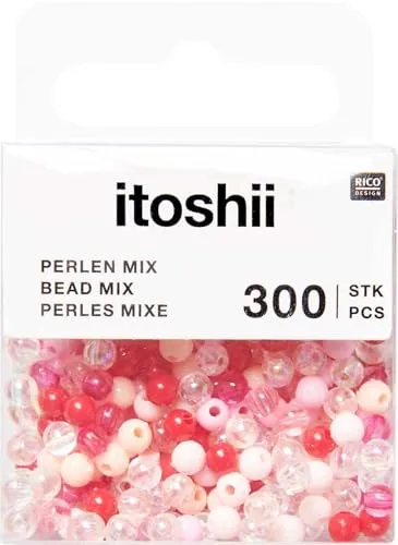 Rico Design itoshii Perlen, 4 mm, 300 Stk., Kunststoffperlen für Schmuck, Basteln, Ganzjährig, DIY Crafting Beads, Schmuckherstellung, Craft Supplies Rosa-Mix