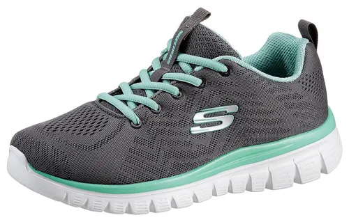 Skechers GRACEFUL GET CONNECTED Sneaker grau 38 EU - Sneaker in Charcoal/Green, ideal für den Alltag mit weiten Schuhweite und komfortabler Schnürung für optimalen Halt.