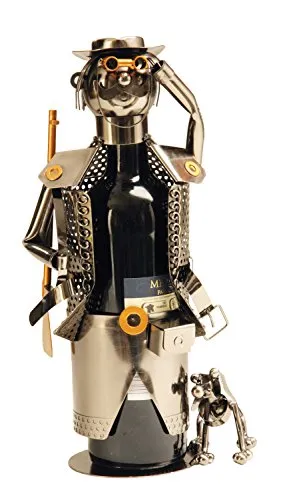 Lifestyle & More Moderner Wein Flaschenhalter Jäger aus Metall Höhe 32 cm