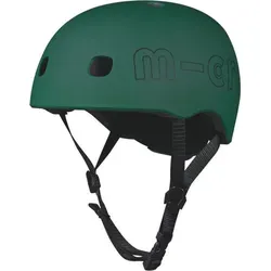 Micro Micro PC Helm Deluxe Waldgrün - Fahrradhelm für Kinder mit integriertem LED-Rücklicht, sorgt für Sicherheit und Sichtbarkeit, leicht und mit angenehmem Fleece-Innenfutter für optimalen Tragekomfort.