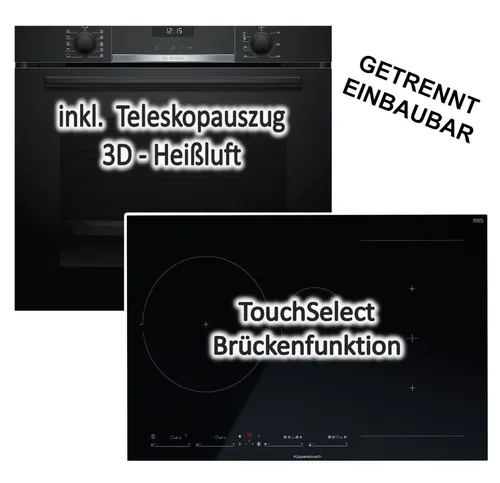 Herdset Bosch Backofen 71 Liter mit Küppersbusch Induktionskochfeld autark 80 cm