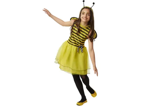 dressforfun Kostüm Biene/Hummel, in schwarz/gelb, Inkl. Flügeln und Haarreif mit, Gr. 104 (3-4 Jahre), 3-lagiger Rock mit 2 Oberröcken aus Tüll