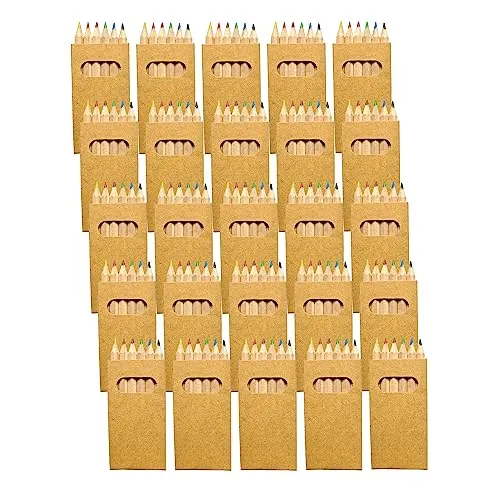 JEKA 50 Buntstifte-Set mit je 6 Buntstiften, Mitgebsel Hochzeit, Mitgebsel Kindergeburtstag, Restaurant Kinder, kleine Kindergeschenke, Kinderparty, Mini Sets Buntstifte