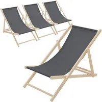 ECD Germany Gartenliege Holz Beachstuhl – Klappbarer Strandstuhl 4er Set - Liegen – Komfortable Sonnenliege aus hochwertigem Kiefernholz, wetterfest und mit 3-facher Verstellung für optimale Entspannung im Garten oder am Strand.
