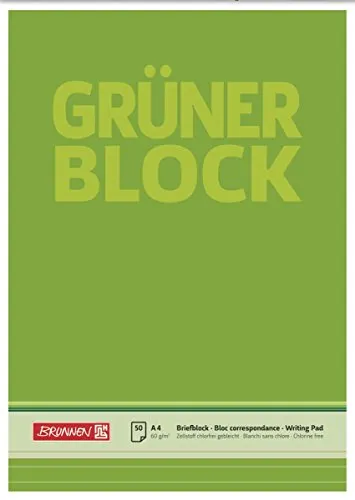 Brunnen 1052637 Briefblock / Schreibblock / Der grüne Block (A4, liniert, 50 Blatt, 60g/m²)