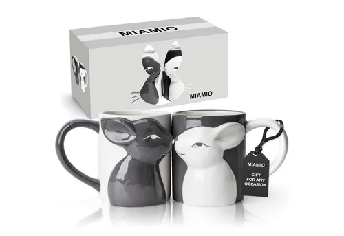 MiaMio Küssende Hasen Tassen Set (2 x 400 ml) in grau von MiaMio