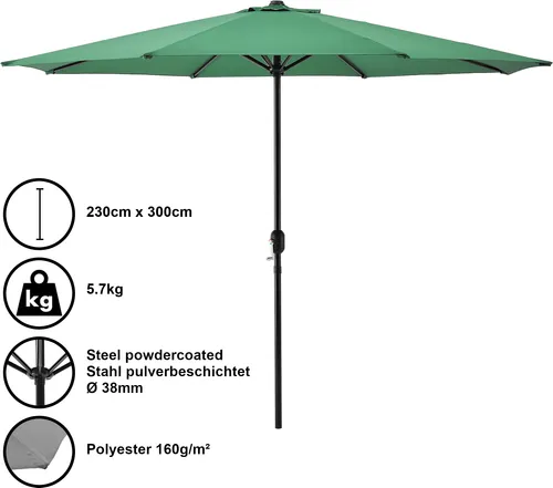 casa.pro Sonnenschirm 300cm in grün von casa.pro